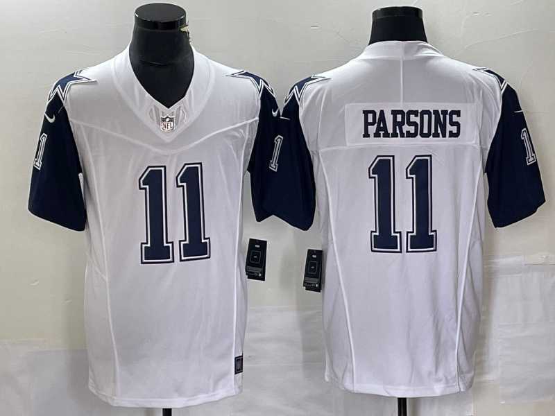 Men%27s Dallas Cowboys #11 Micah Parsons White FUSE Vapor Thanksgiving Limited Stitched Jersey